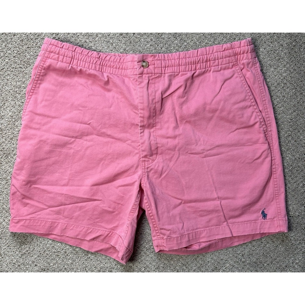 Polo Ralph Lauren Mens XL Shorts Classic Fit Chino Elastic Waist 6" Inseam Pink - Picture 2 of 6